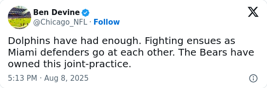 Dolphins’ Sideline Drama Erupts at Bears Practice