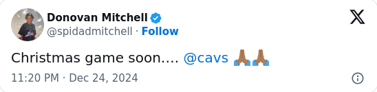 Mitchell Hints at Cavs’ Christmas Showdown