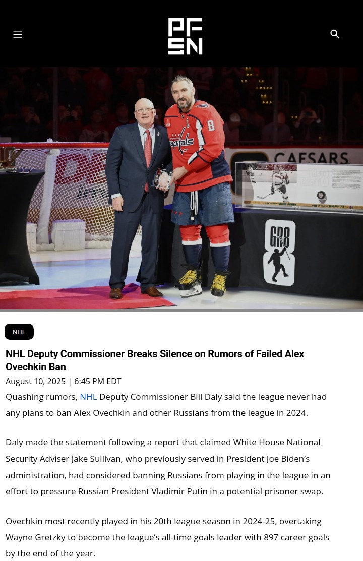 Ovi Ban Rumors: NHL Shoots Down Controversy
