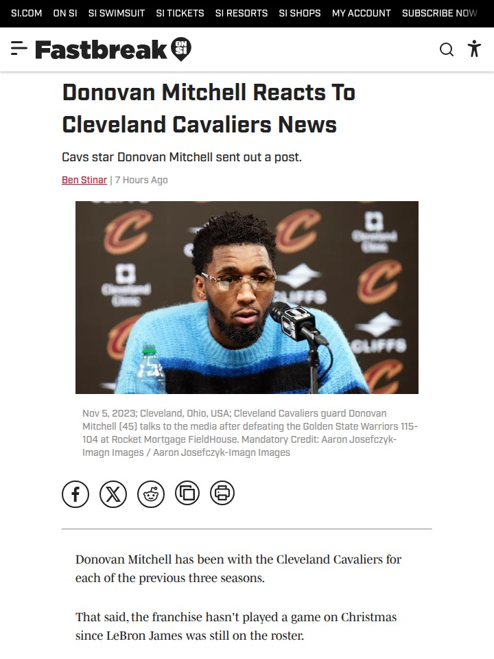 Mitchell Hints at Cavs’ Christmas Showdown