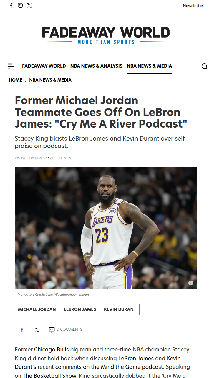 Stacey King Rips King James on 'Cry Me a River'