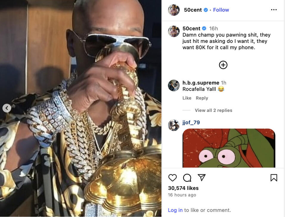 50 Cent Trolls Mayweather’s Gold Goblet Drama