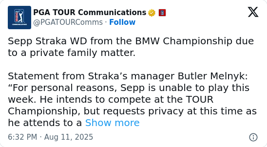 Sepp Straka’s Sudden FedEx Playoffs Exit