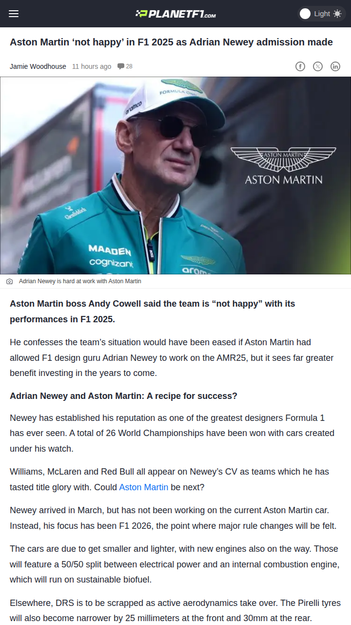 Aston Martin Bets Big on Newey for 2026