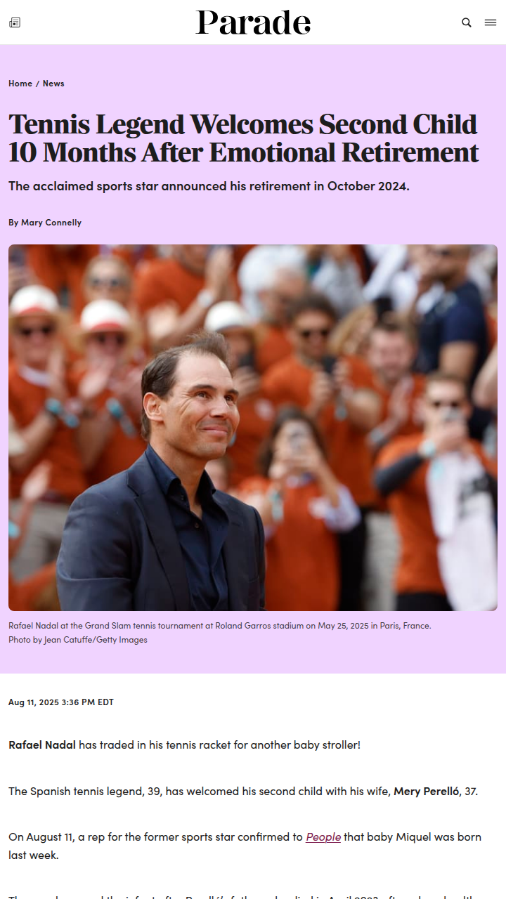 Rafa’s Next Chapter: Baby Joy Off the Court
