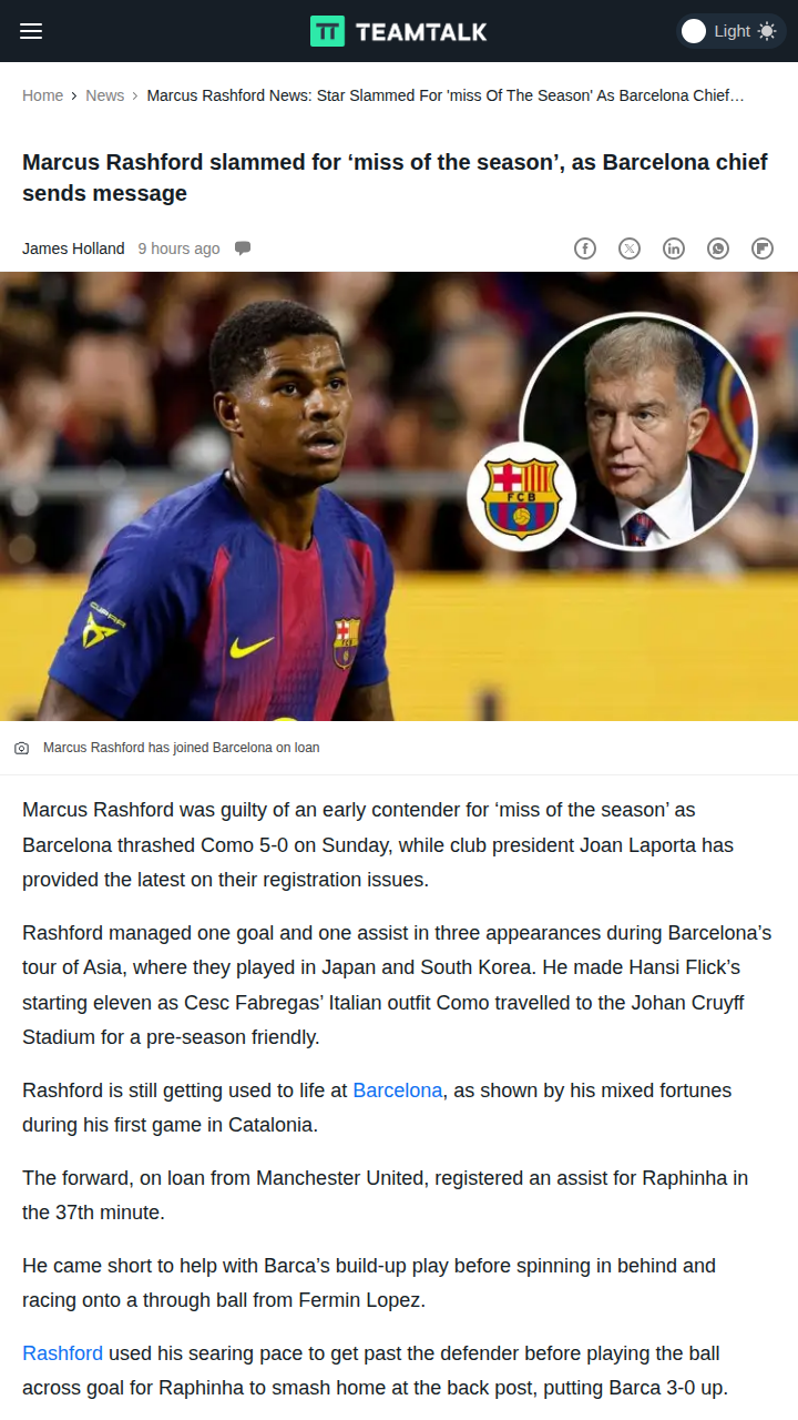 Rashford’s Barcelona Miss Sparks Debate