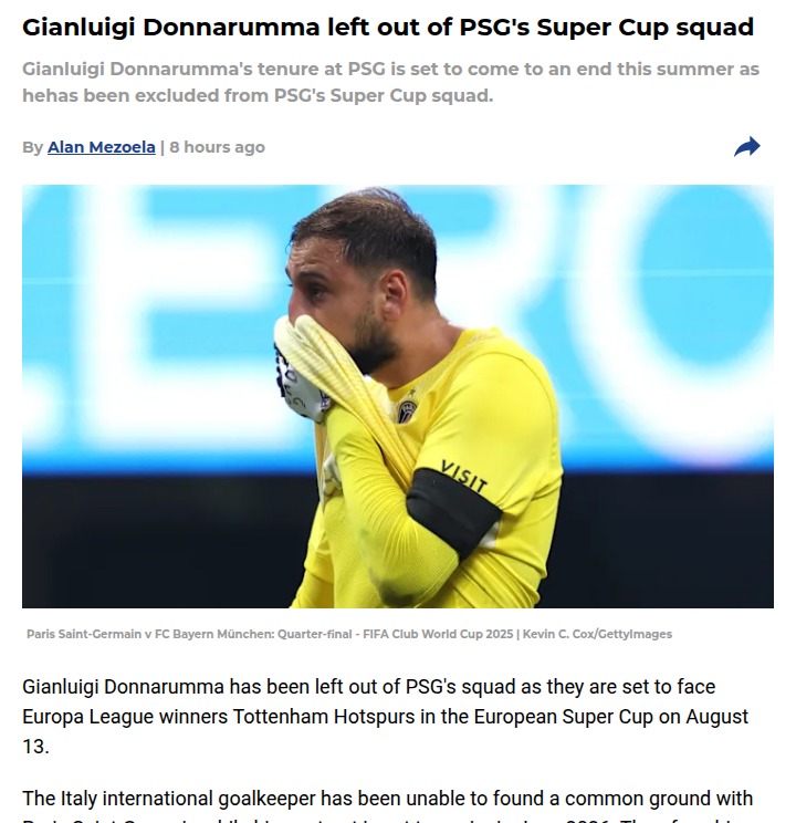 Donnarumma Out: PSG's Keeper Shake-Up