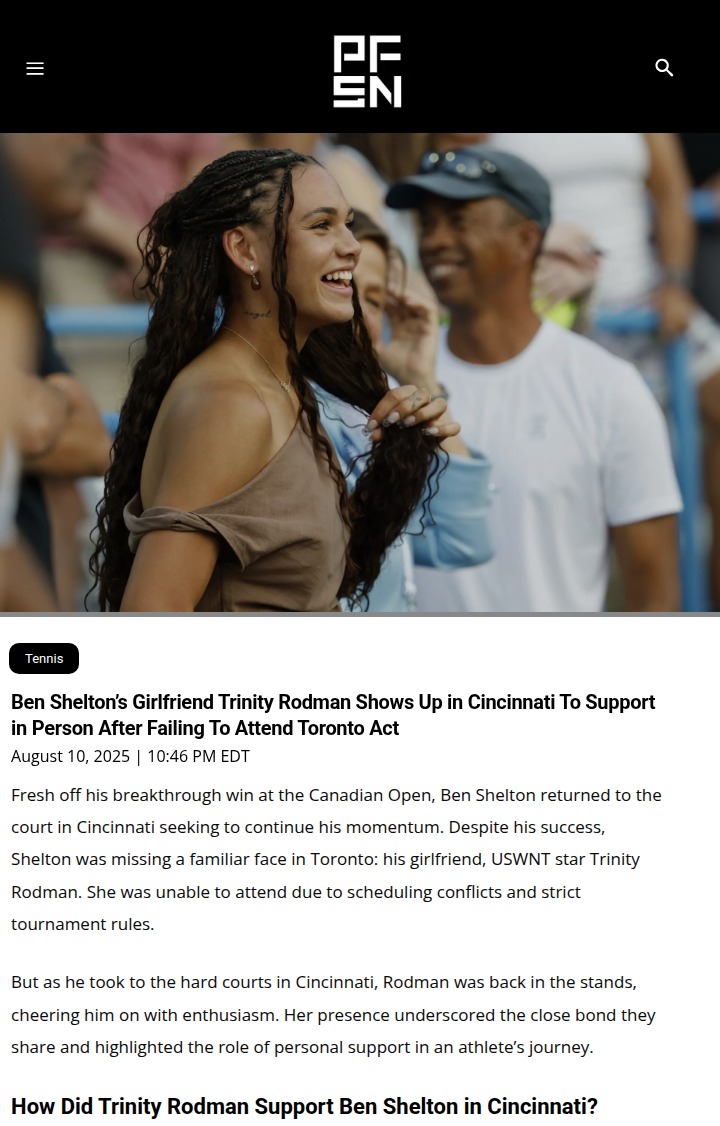 Trinity Rodman’s courtside boost for Ben Shelton in Cincinnati