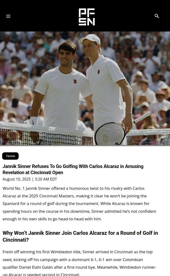 Sinner vs Alcaraz: Golf Rivalry at Cincinnati Open