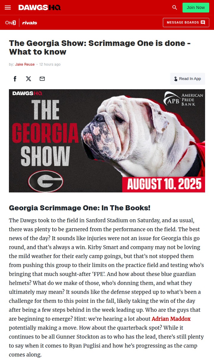 Inside Georgia’s first scrimmage: Who’s rising?