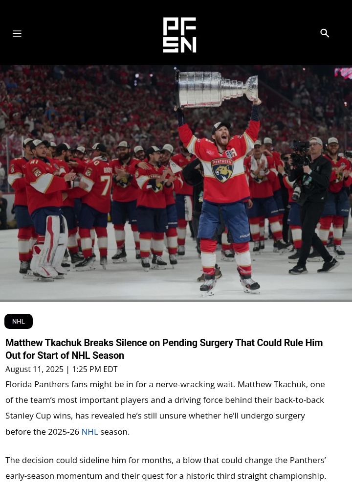 Panthers’ Stanley Cup hopes hinge on Tkachuk’s health