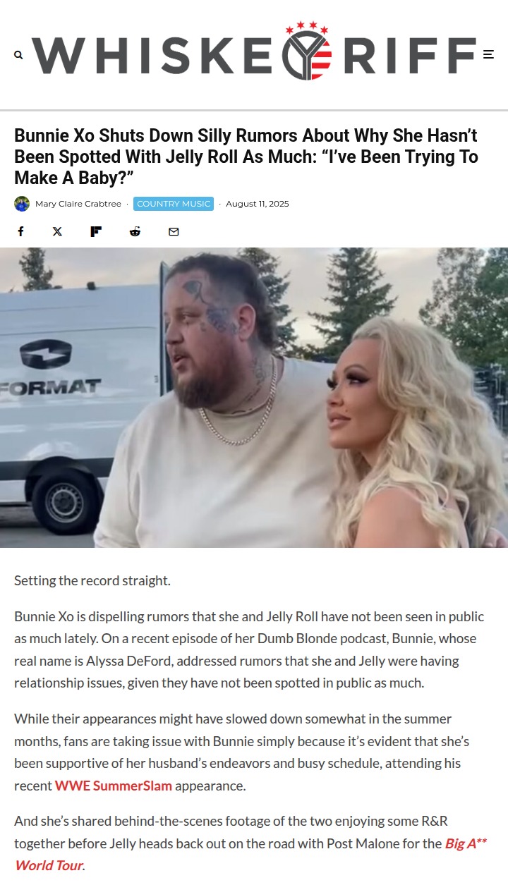 Bunnie Xo Claps Back at Jelly Roll Rumors