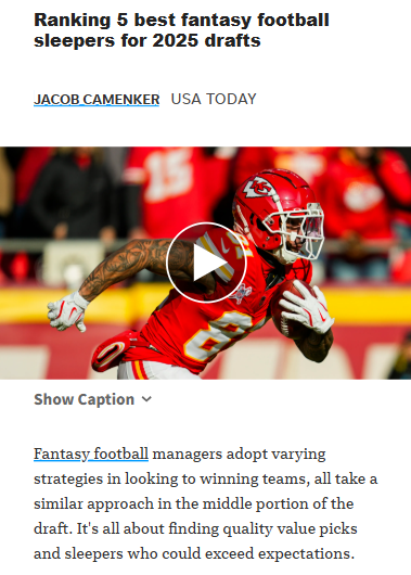 Top 5 Fantasy Football Sleepers for 2025