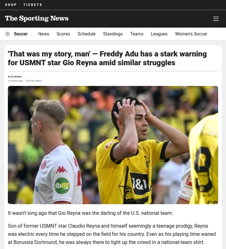 Freddy Adu’s Warning for Gio Reyna