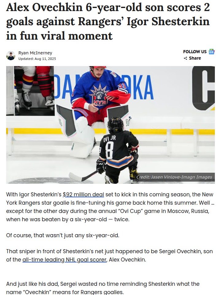 Ovi Jr. Lights Up Shesterkin at Ovi Cup