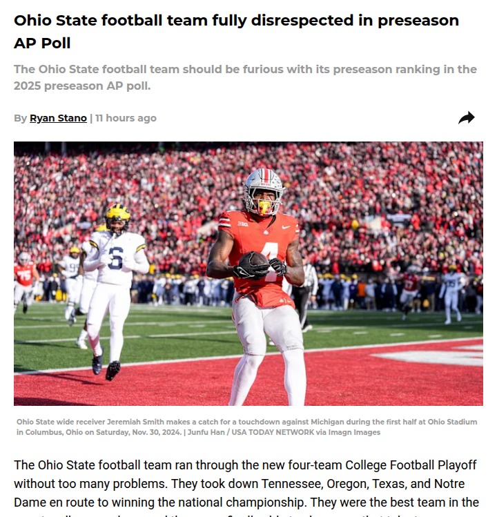 Buckeyes Snubbed in AP Top 25 Again?
