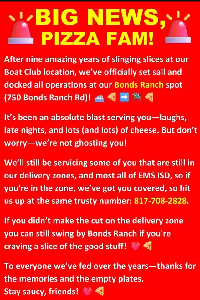 Fort Worth pizza favorite moves, but delivery lives on
