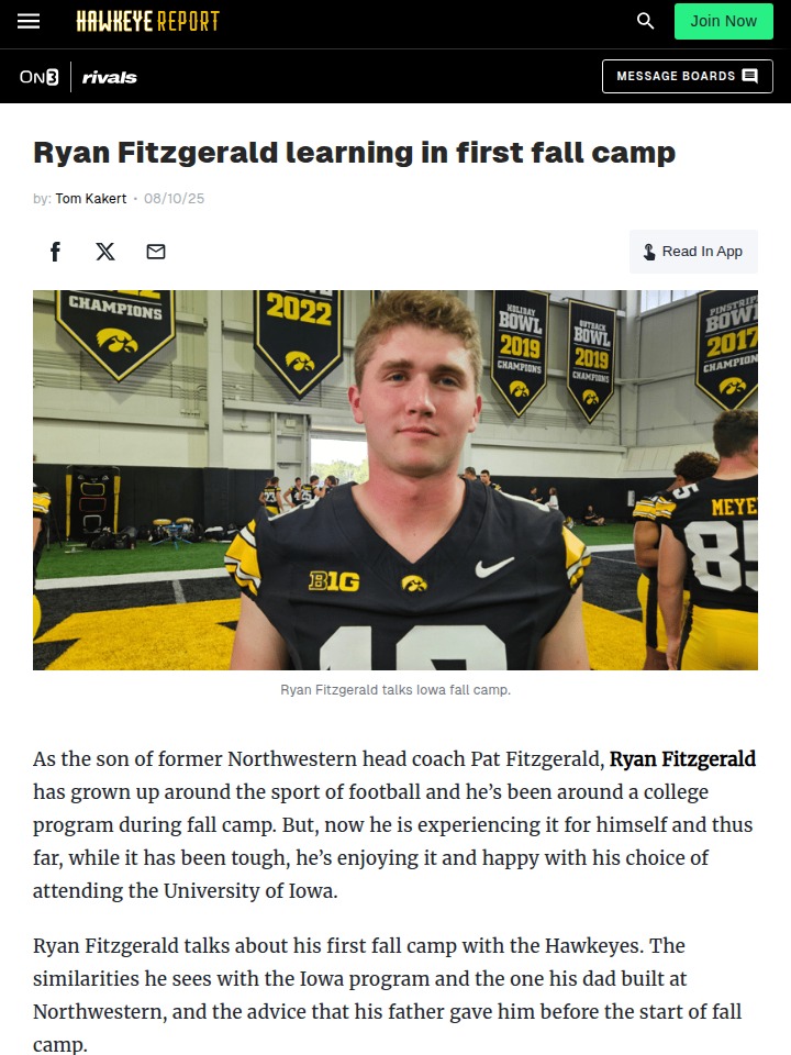 Inside Ryan Fitzgerald’s first Hawkeye fall camp