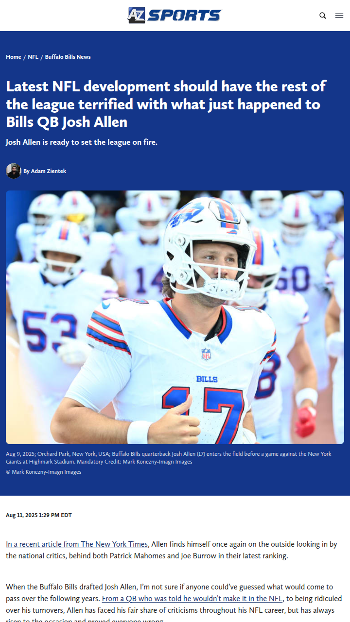 Josh Allen Still Gets No Respect?