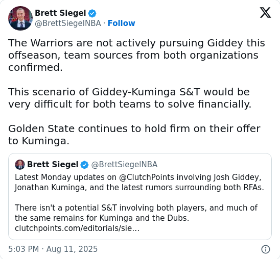 Giddey-Kuminga Trade Buzz Fizzles Out