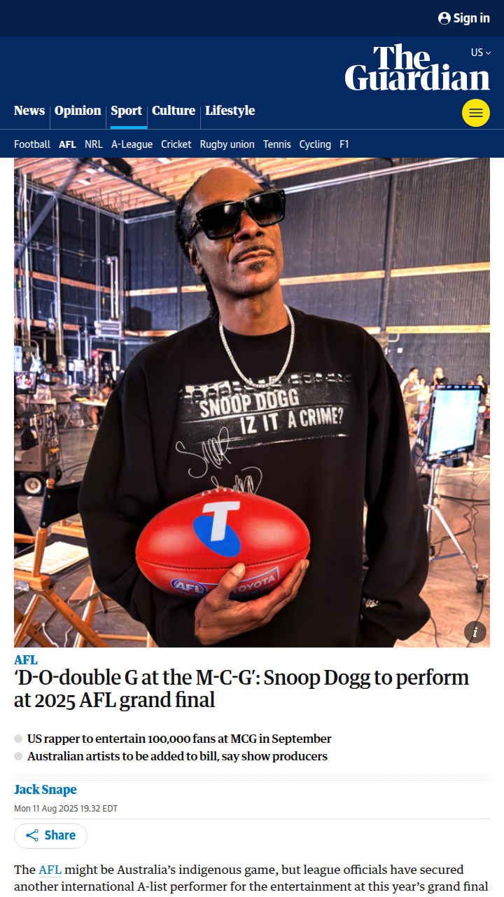 Snoop Dogg Set to Light Up the MCG!