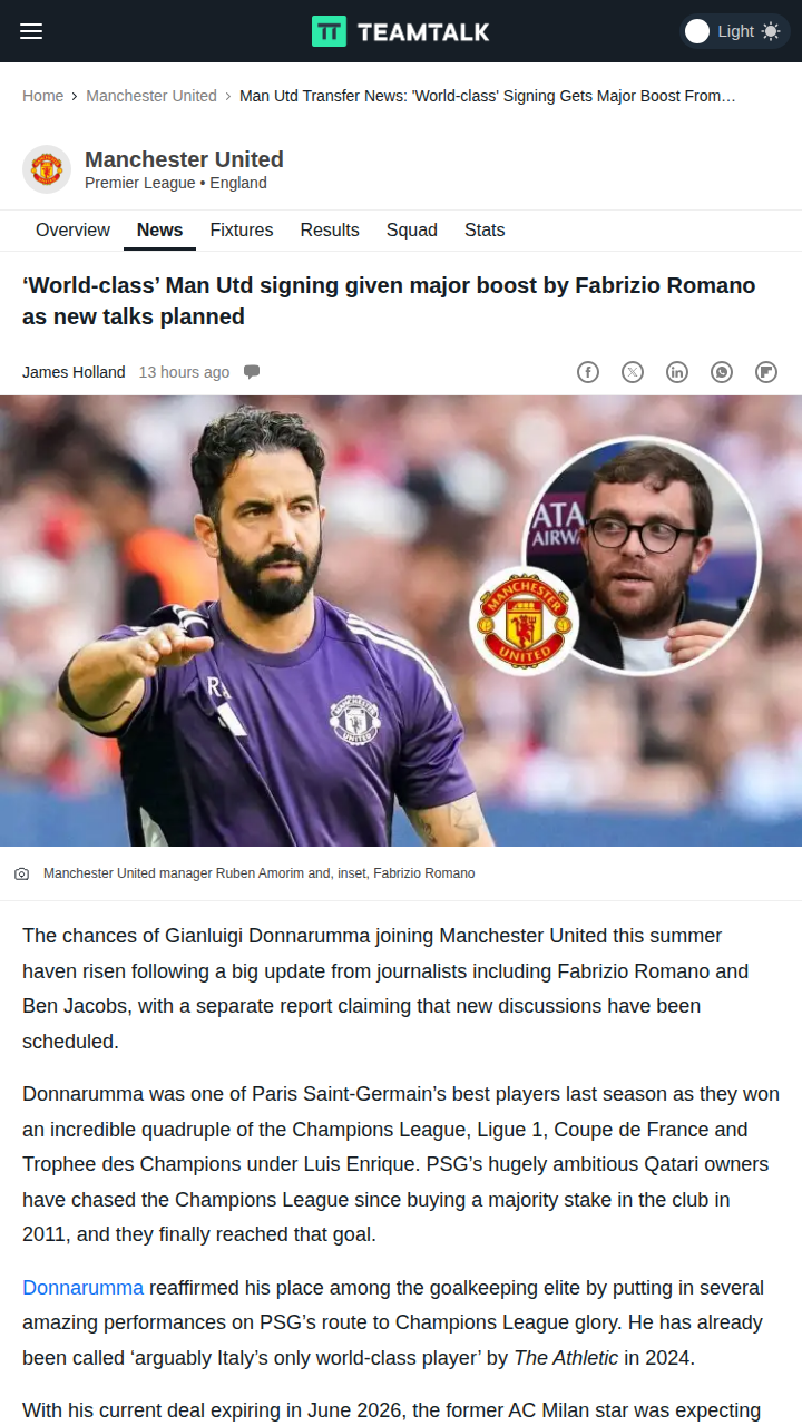 Donnarumma to Man Utd? Transfer Race Heats Up