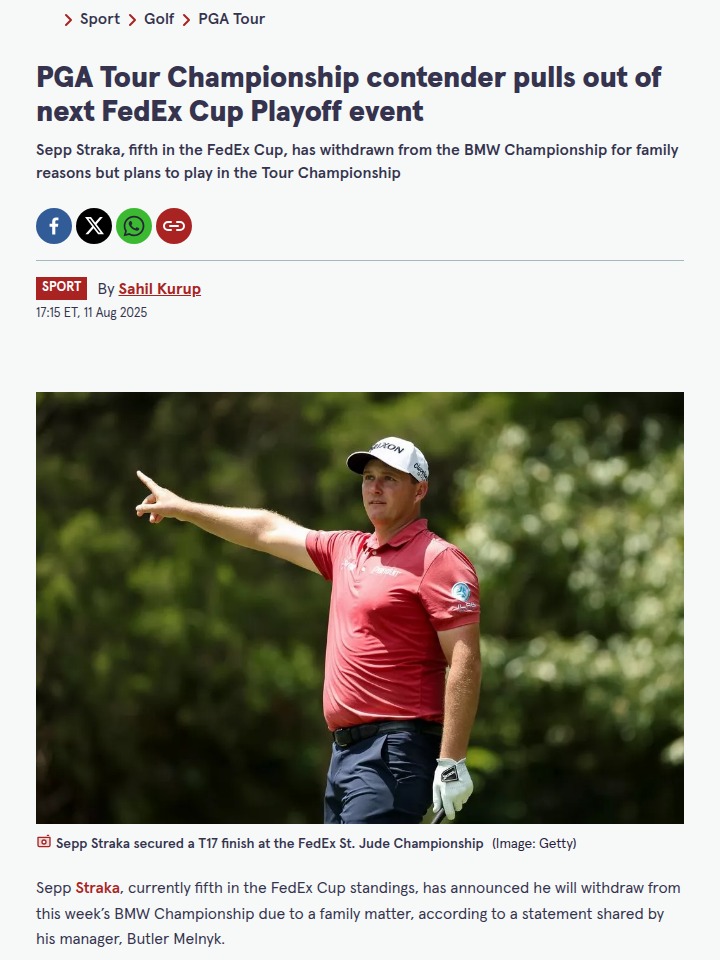 Straka Shakes Up FedEx Cup at BMW