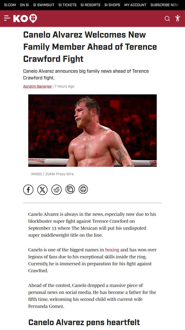 Canelo’s Big News Before Crawford Showdown