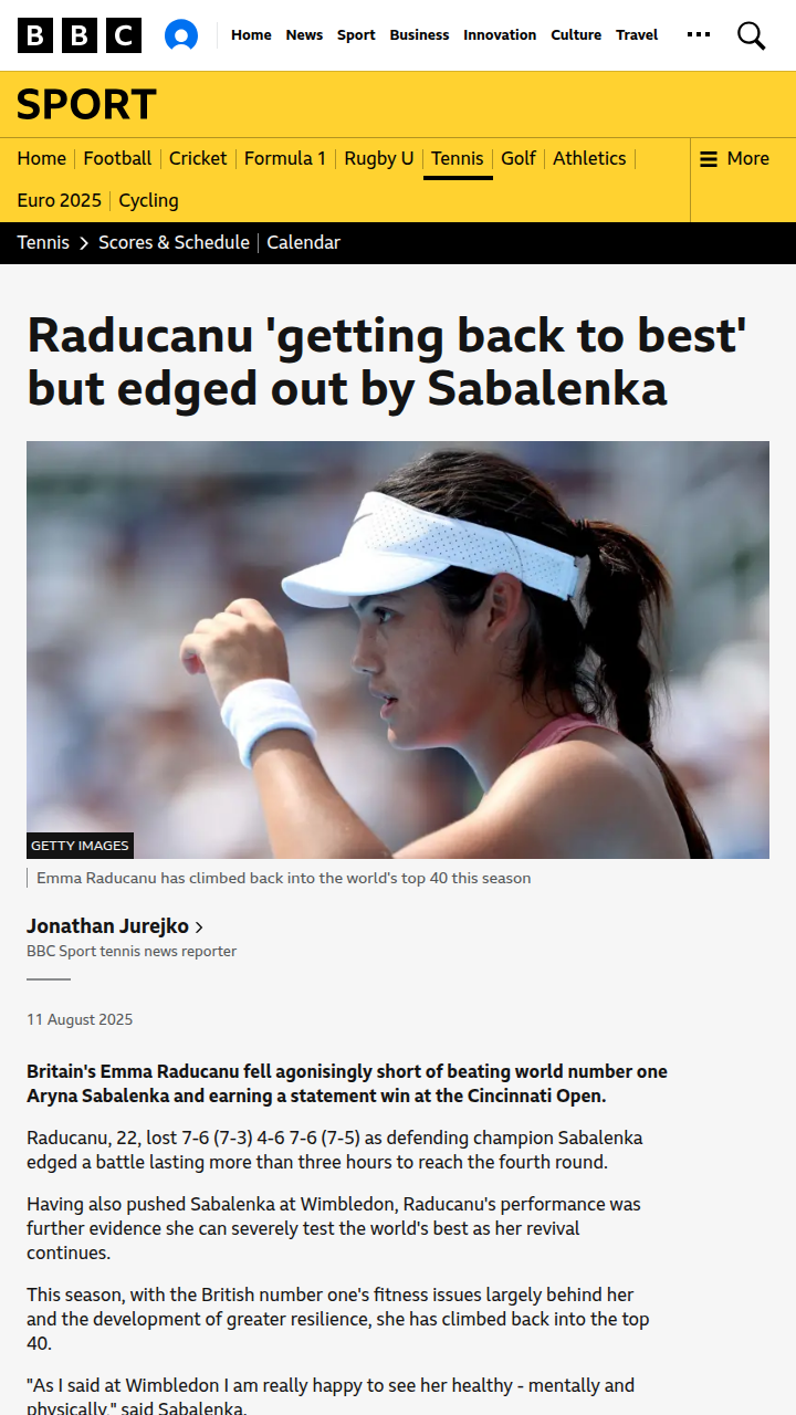 Raducanu vs Sabalenka: Tie-Break Thriller!