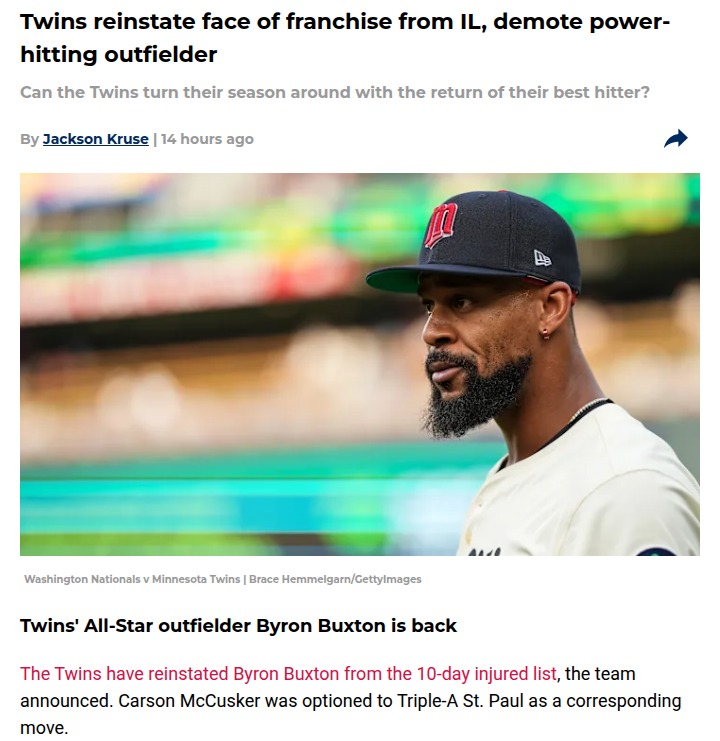 Twins shake things up as Buxton returns