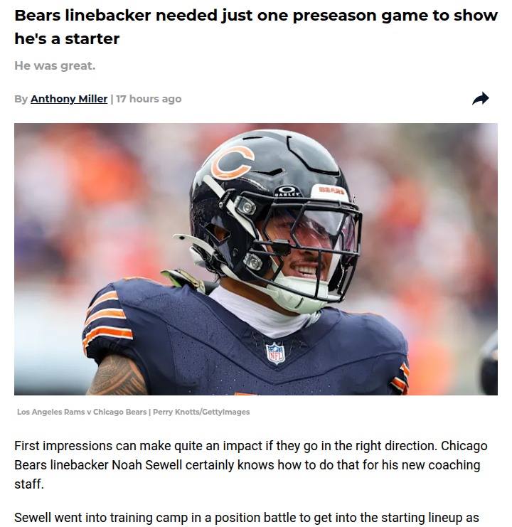 Noah Sewell’s breakout moment for the Bears