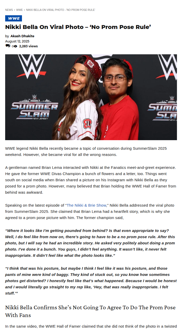 Nikki Bella Sets New Fan Photo Rule