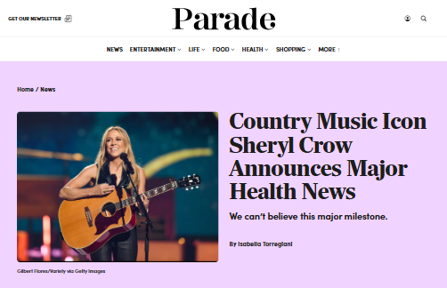 Sheryl Crow’s Cancer-Free Confession