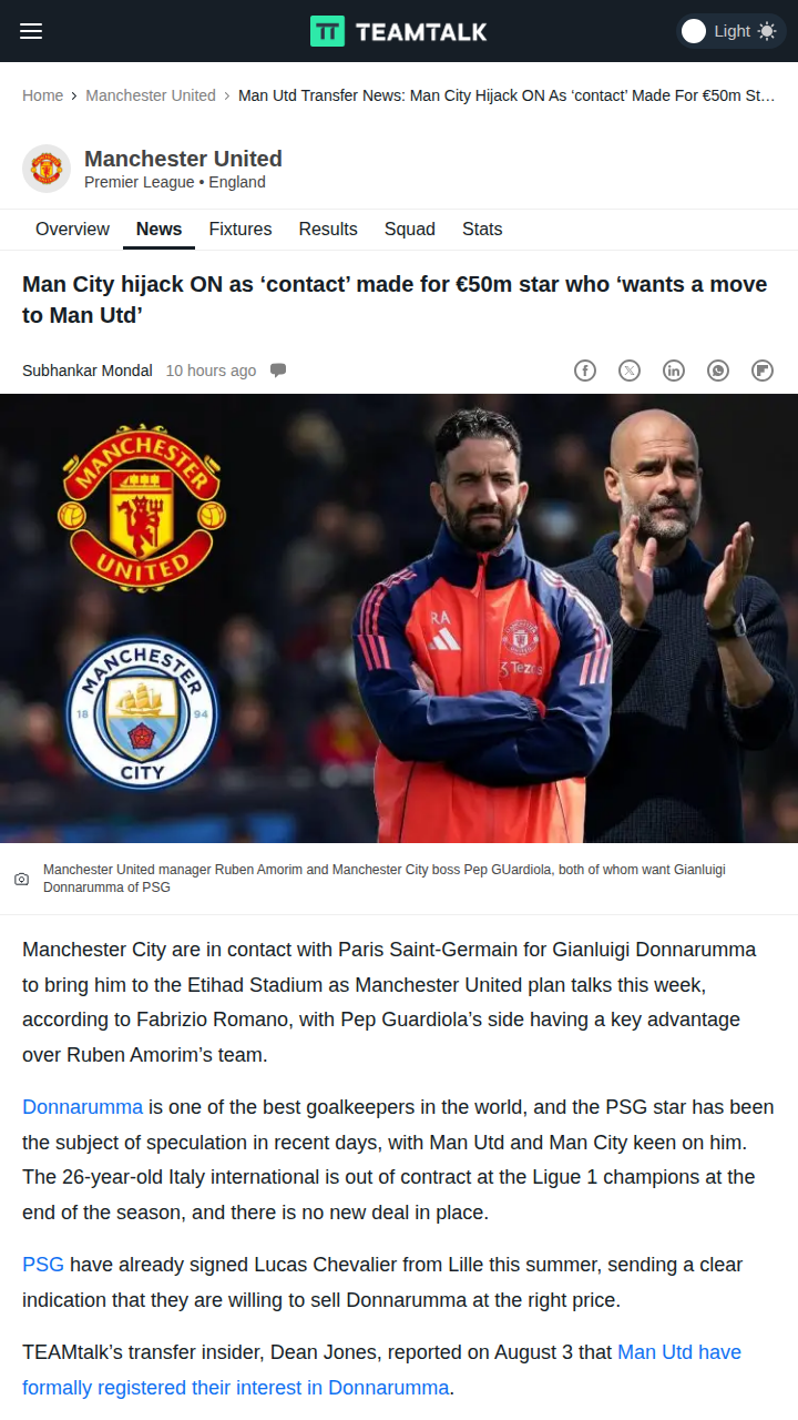 Donnarumma Derby: City vs United Heats Up