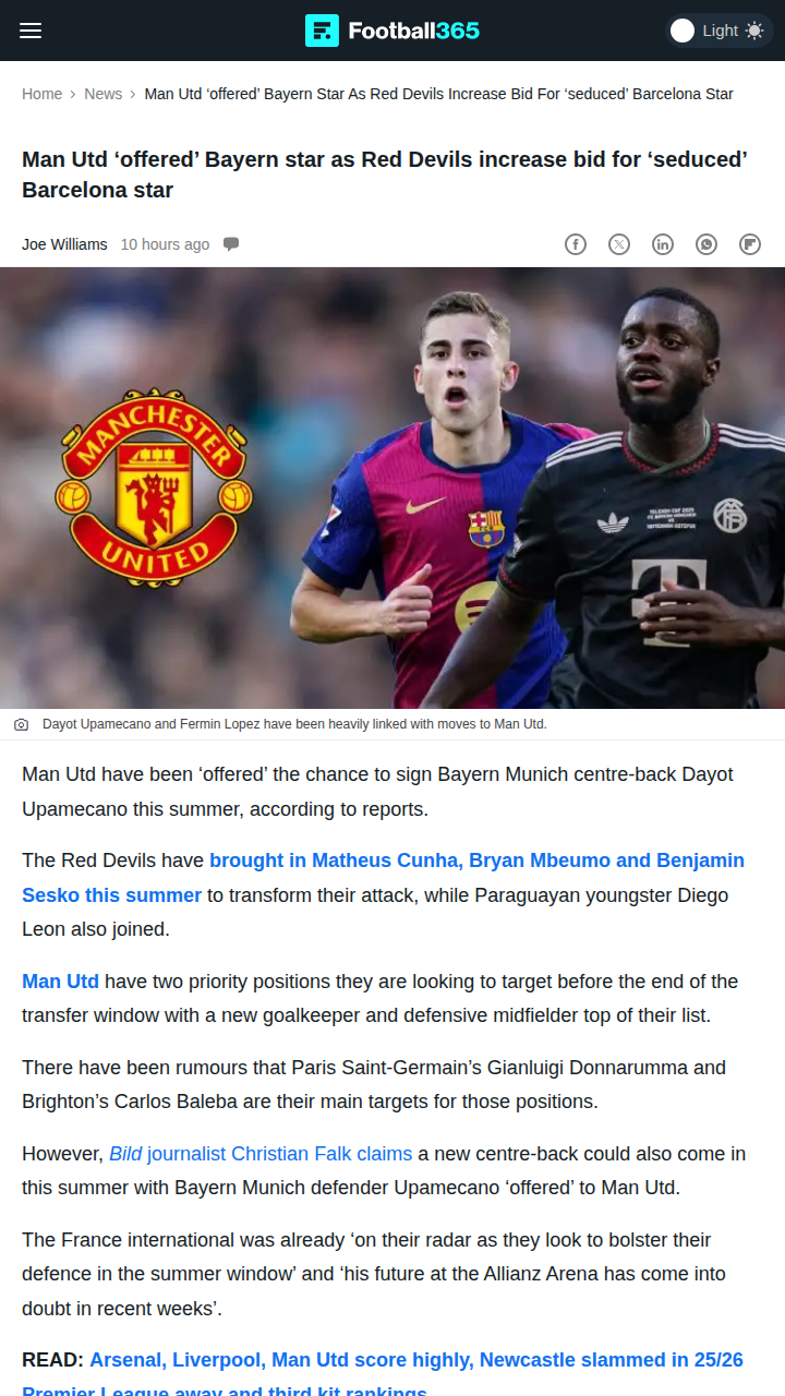 Red Devils Eye Upamecano Amid Barca Chase