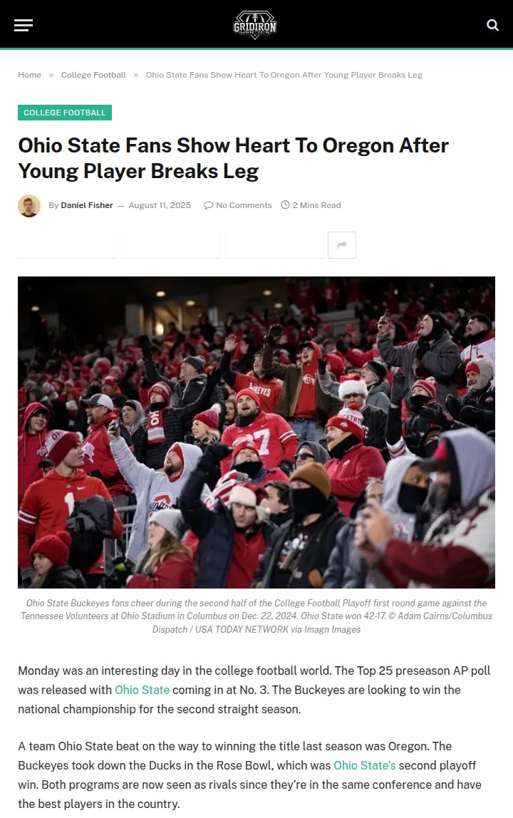 Buckeyes Fans Rally for Oregon’s McNutt