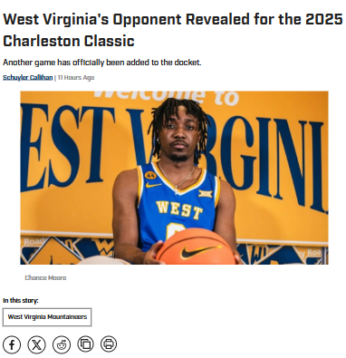 Mountaineers set for Charleston Classic showdown