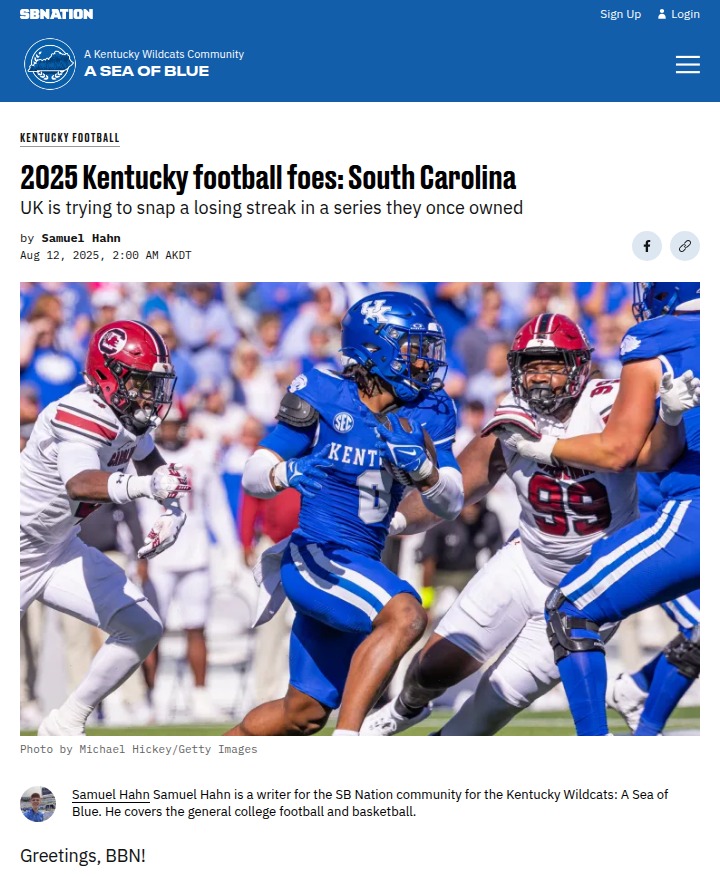 Kentucky faces tough road test at South Carolina