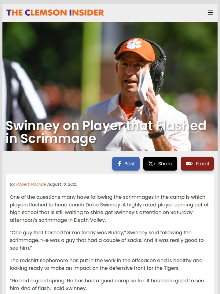 Burley shines in Clemson scrimmage