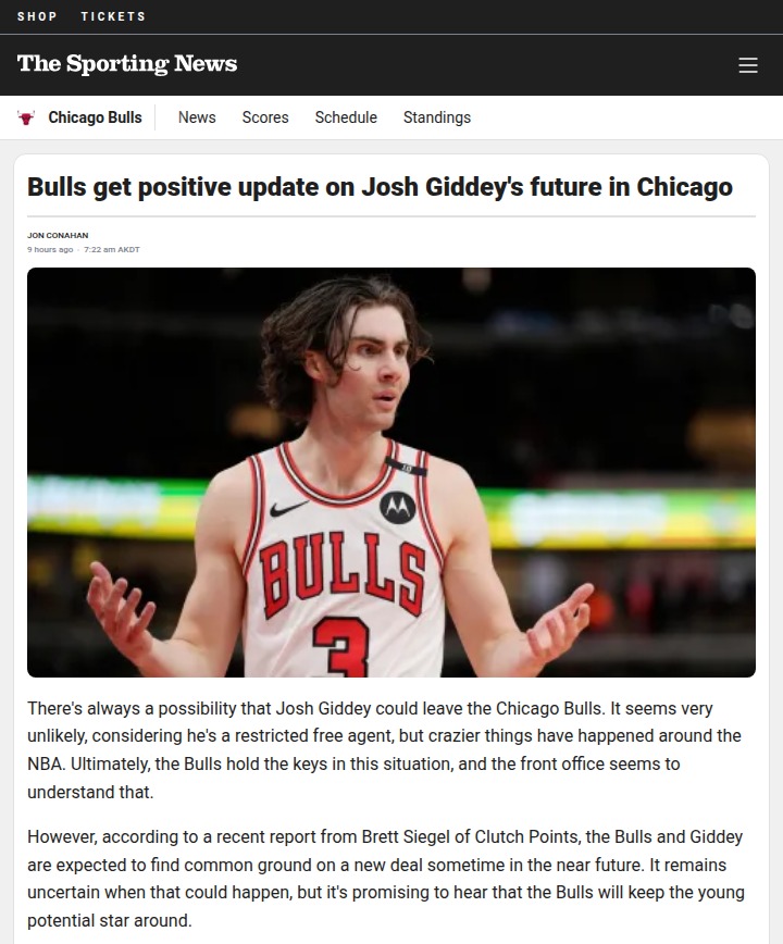 Chicago Bulls set to lock in Josh Giddey