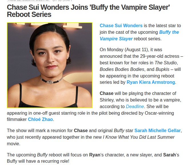 Buffy Reboot Casts Chase Sui Wonders! 🧛‍♀️