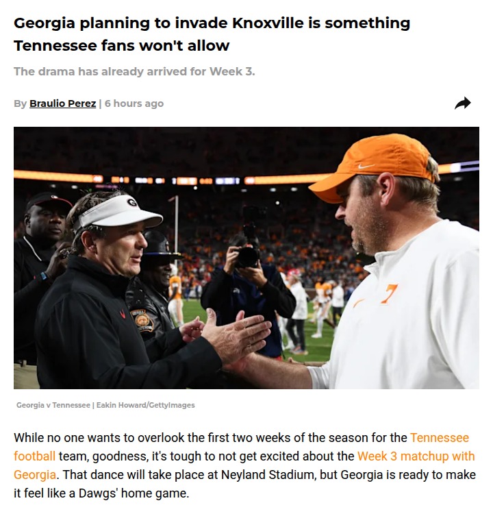 Knoxville showdown: Vols fans ready for Georgia 'invasion'