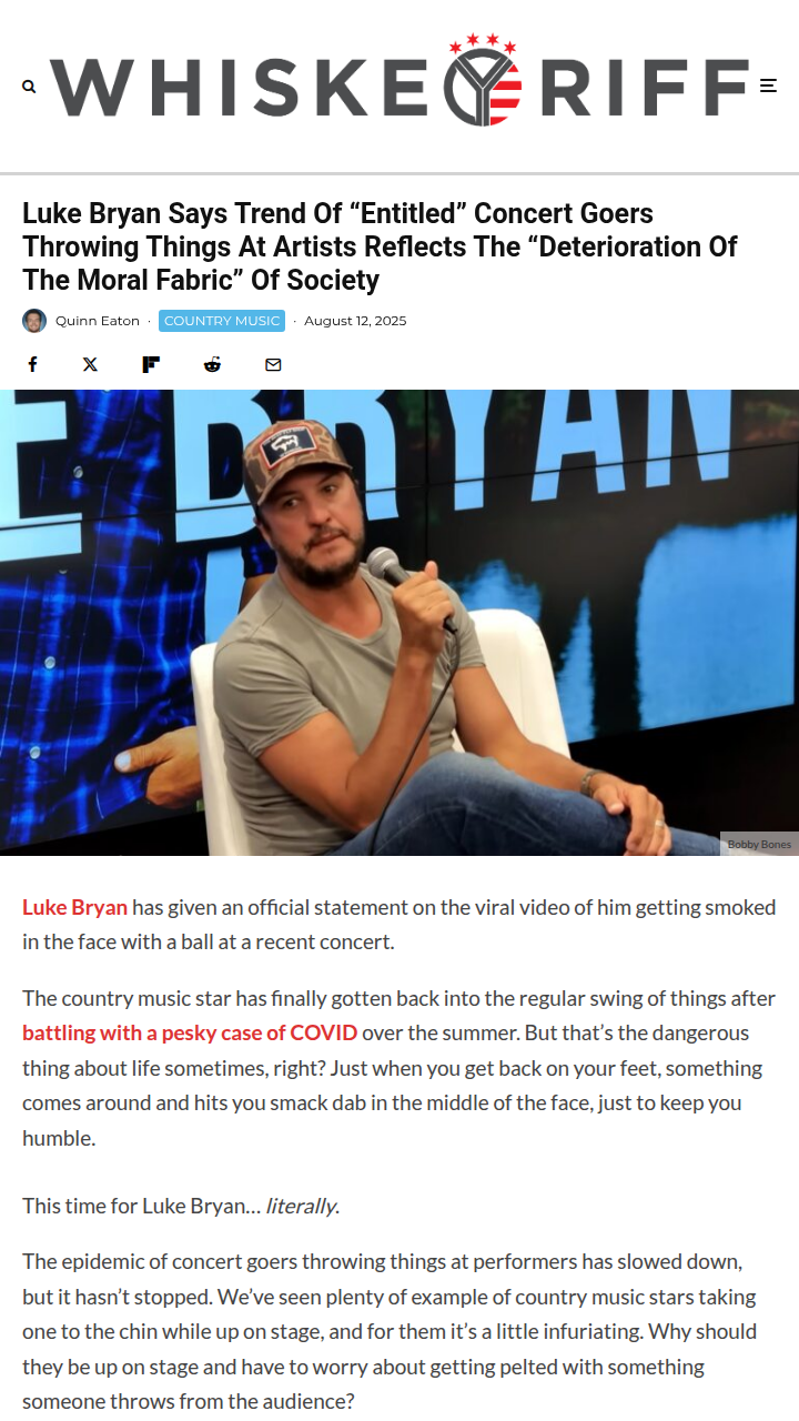 Luke Bryan Gets Smacked Onstage 😳