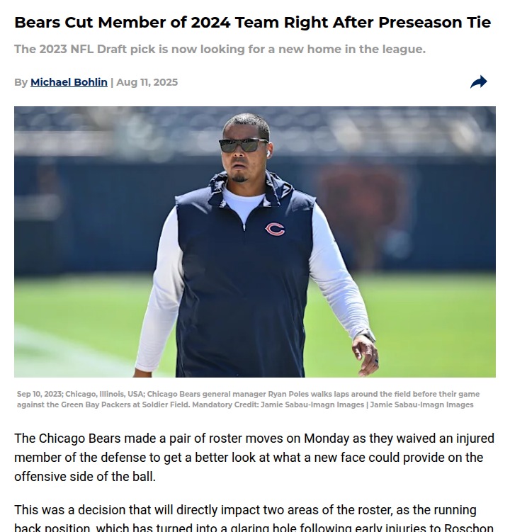Bears shake up roster after preseason tie