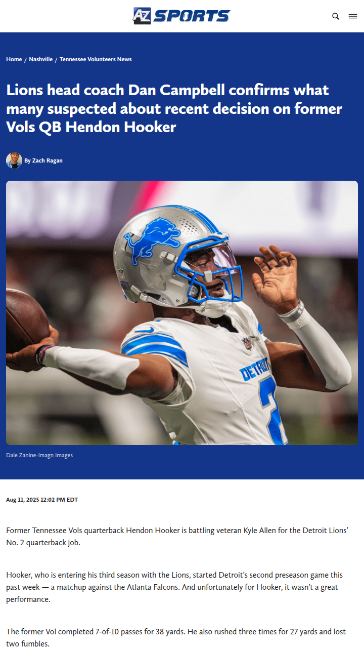 Lions QB Battle: Hooker Benched Early