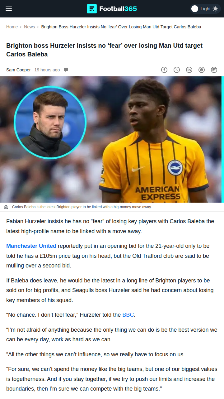 Baleba to Man Utd? Seagulls Stay Calm