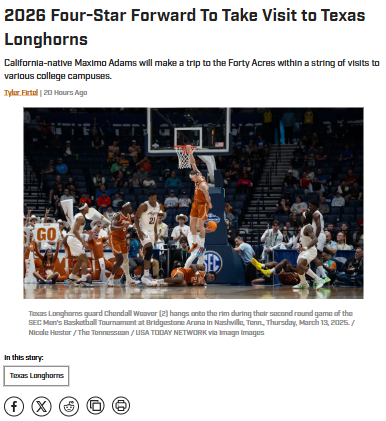 Maximo Adams Eyes Forty Acres Visit