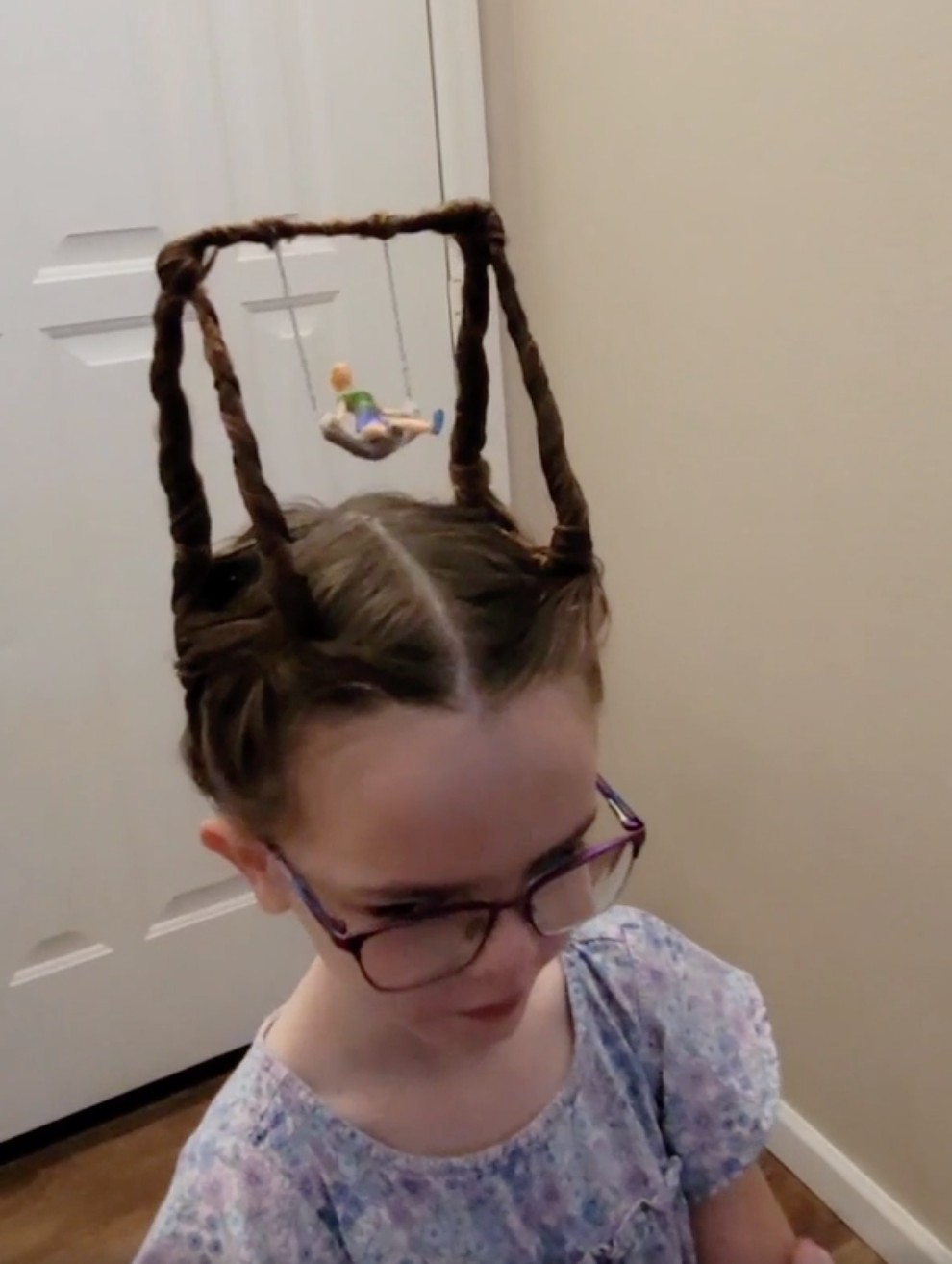 It's Crazy Hair Day at her school. And of course she'll win by just one vote
