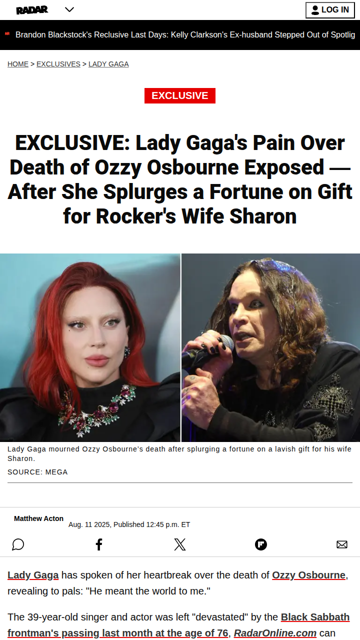 Gaga & Sharon Osbourne: Feud Over? 💐