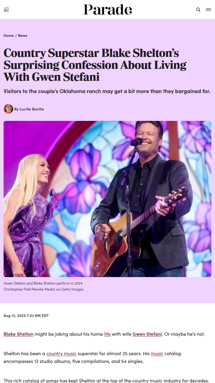 Blake Shelton’s Home Playlist Shocks Gwen 😂